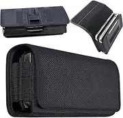 Dual Phone Case for Two Phones, Two Phone Case Holder, One Case Double Layer Holster Pouch with Belt Clip for iPhone 16 15 14 Pro Max 6.6" Large Smartphone - Black