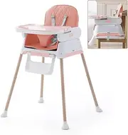 GYARING 3 in 1 Baby High Chair,Adjustable Convertible Chairs Baby High Chairs for Babies and Toddlers,Portable and Easy to Clean,Pink