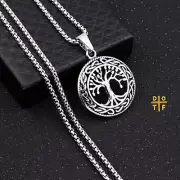Tree of Life Pendant Silver Necklace Yggdrasil Pendant Mens Womens Tree of Life