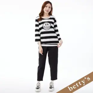 【betty’s 貝蒂思】Smile條紋長袖T-shirt(黑色)