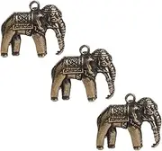 [KALLORY] 1set Auspicious Elephant Pendant Necklace Pendant Home Decorations Elephant Statue Retro Decor Ornament Decoration Brass Animal Figurines Animal Decor Brass 3pcs