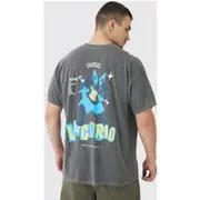 Mens Tall Pokemon Lucario License T-shirt In Grey