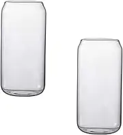 CIYODO 2Pcs Transparent Glass Beverage Cups Can Shape Water and Milk Drinking Glasses Stylish and Versatile Drinkware for Home and Party Use