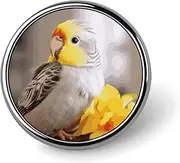 [FZMVSQH] Cute Cockatiel Printed Round Button Pin Badges Metal Pinback Buttons 1 Inch Pins for Hat Shirt Clothing Bags Decoration, Circular, Aluminum, Circular, Aluminum