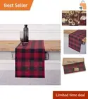 Luxurious Red & Black Linen Table Runner - 100% European Flax, 14 x 72 Inches
