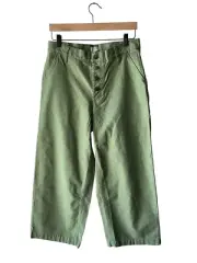 J. Crew Size 28 Green Button Fly Canvas Cropped Gaucho Pants - New
