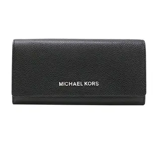 美國百分百【MICHAEL KORS 】MK 女包 皮包 皮質 小包 長夾 扁包 精品 皮夾 logo 黑色 J579