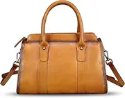 [IVTG] Genuine Leather Satchel for Women Top Handle Bags Handmade Purse Vintage Crossbody Handbags Retro Leather Pouch Bag