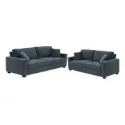 2+3 Seater Sofa Set Polyester Charcoal Fabric Multilayer Two Pillows Individual Pocket Spring