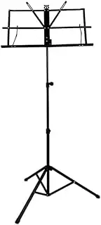 AIMALL Adjustable & Foldable Music Stand with Waterproof Carry Bag - Durable Metal Tripod Holder for Sheet Music, Ideal for Violin, Guitar, Stage Performances, Height Adjustable from 65cm-135cm, Black