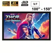 Visualax 100'' 110 120 130 140 150 inch Fixed Frame White Projector Screens 16:9
