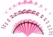 [Memsion] Ear Stretching Kit Gauges for Ears, 46 Pcs 14G-00G Ear Gauges Expander Set Acrylic Ear Tapers and Plugs Body Earring Piercing Kits color