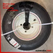 2 NEW 4.80-8 Contender Qh502 White W/ R+B Stripe Rim 4 Lug 6 PLY Tires Assembly