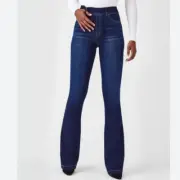 NWT SPANX High Rise Flare Leg Midnight Shade Stretch Jeans Size Medium Tall