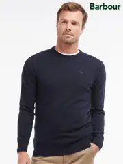 Barbour® Navy Lambswool Crew Neck Jumper (445372) | $195