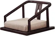 Generic DAMEDAI Tatami Legless Floor Zaisu Chairs Armchair Asian Furniture in Traditional Japanese Sitting Style Seat for Tatami Living Room (Walnut Finish Grey Cushion)