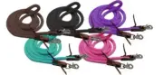 8' foot ROLLED BRAIDED NYLON BARREL REINS w/ Scissor snap ends Rawhide 5 COLORS!
