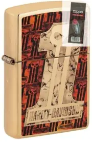 Zippo 48361 Harley Davidson With Harley #1 Skull Logo Lighter + FLINT PACK