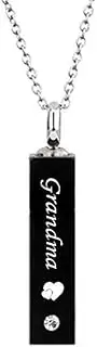 DOTUIARG Black Stainless Steel Bar Urn Necklace for Ashes Custom Engraving Dad/Mom/Son Keepsake Jewelry Cremation Pendant for Ashes