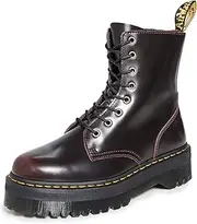 [Dr. Martens] Unisex Jadon 8-Eye Zip Boot Arcadia Leather, Cherry Red, UK