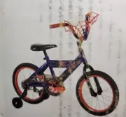 Huffy Marvel Spiderman kids bike 16” with 3D Spider web design plaque handle
