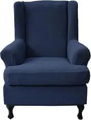 [KRFOONN] Wingback Chair Covers Slipcovers 2 Piece Stretch Wing Chair Covers Spandex Slipcovers Wingback Sofa Covers Armchair Covers Non-Slip Furniture Protector for Living Room Wingback Chairs, 02