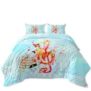 Colorful Music Note Over Sky Coverlet