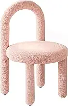 Makeup Chair Nordic Living Room Furniture Leisure Backrest Dining Chair, Lamb Wool Vanity Stool, Multifunctional Footstool Chair Upholstered Home Decor for Bedroom Workshop Dressing Table