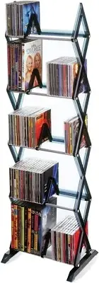 130 CD 90 DVD Bluray Games Organizer 5 Tier Media Rack Smoke Atlantic Mitsu NEW