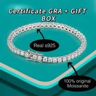 Original s925 Silver Moissanite Certified GRA Bracelet Full Real Test Bangle Lux