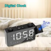 LED Digital Projection Alarm Clock Wireless Time Temperature LCD Display ZO