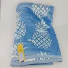 Pineapple Pool Beach Towel Blue White Reversible 36" x 68"