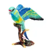 RING NECK PARROT Enamelled Jewelled Trinket Box Figurine Collectable