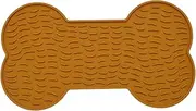 Large Lick Mat for Dogs, DOOGUES Slow Feeder Mat for Anxiety Relief, Non-Slip Suction Cups, Easy to Spread with Peanut Butter, Yoghurt, or Treats, Suitable for Medium to Large Dogs, Bone (Mustard)