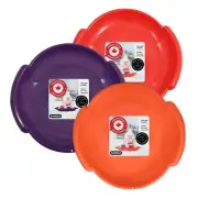 Superio Round Snow Saucer Sled 3 Pack Red, Purple, Orange 24" For Kids, Adults