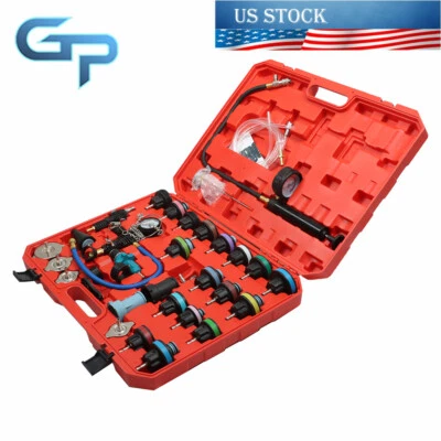33Pcs Radiator Pressure Tester Vacuum Cooling Purge System Refill w/ Box