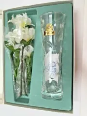 Oneida Royal RCR Laurus 24% Lead Crystal 7.5" Bud Vase & Floral Spray Italy NEW