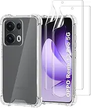 [USTIYA] 2X Screen Protector + Case for Oppo Reno 13 Pro 5G Case Acrylic Heavy Duty Cover Housing 360 Screen Protection Camera Clear Cover