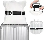 2-in-1 Travel Belt Luggage Straps Over Handle for Carry On Bag,ZZM Elastic Add a Bag Bungees Luggage Belt Suitcases Adjustable with Alloy Buckle, Hands-Free for Airport,Trip,Boarding Black