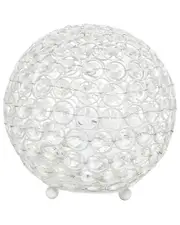 Lalia Home Elipse Medium 8in Contemporary Metal Crystal Round Sphere Glamourous Orb Table Lamp