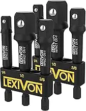LEXIVON [2-Pack] Impact Grade Socket Adapter Set, 3" Extension Bit With Holder | 3-Piece 1/4", 3/8", and 1/2" Drive, Adapt Your Power Drill To High Torque Impact Wrench (LX-101X2)