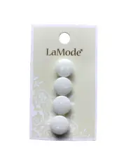 Set of 4 New Pearly White Round Buttons 1/2" wide Plastic Shank by La Mode
