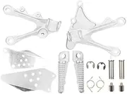 Motorcycle Repa Motorcycle Front Foot Pegs Footrests Pedals For KAWASAKI NINJA ZX-6R 2005-2008 ZX6R ZX 6R 2006 2007 Bracket Aluminum Spare partsir(Silver)