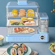 Electric Food Steamer for Cooking, Touch Screen Electric Steamer 3 Floors Detachable Steaming Tray, 24L 800W Heating Multifunctional Digital Steamer, Intelligent Timing, Suitable Home Kitchen