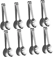 VINTORKY 8pcs Stainless Steel Tea Bag Squeezer Clip Strainer Tongs for Effortless Tea Brewing and Sugar Ice Cube Holding Kitchen Elegant Design for Stylish Drinkers