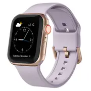 For Apple Watch Series 3,42-mm Case,Pin Buckle Silicone Watch Band,Baby Purple