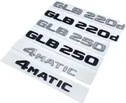 SCPCKZETZN 2017 Black Silver Letters Emblem Badge Fit for Mercedes Fit for Benz W247 GLB220d GLB250 4Matic Car Styling Trunk Nameplate Sticker(Glossy Black,4Matic)