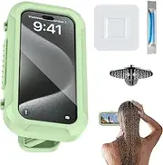 Wall Mount Shower Phone Holder - Bathroom Waterproof Holder - Touchscreen 360 Degree Adjustable Anti Fog Stand for Home Bath Pool Bathtub 7inch Cellphones Women Men