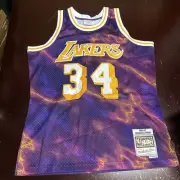Los Angeles Lakers Shaquille O’Neal Mitchell & Ness purple basketball jersey L