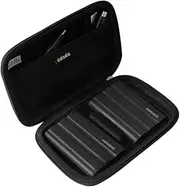 adada Hard Travel Case for Samsung T9/ T7 Shield 2TB / 1TB / 4TB, Portable SSD, USB 3.2 Gen2 External Solid State Drive (Black, Case for 2 Hard Drives)